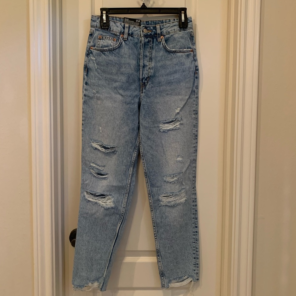 H&M Distressed Mom Blue Jeans NWT Size 4